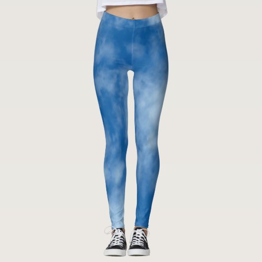 Blue Sky met Clouds Natuur Fotografie Leggings (Voorkant)