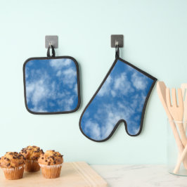 Blue Sky met Clouds Natuur Fotografie Ovenwant & Pannenlap Set