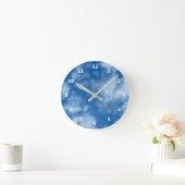 Blue Sky met Clouds Photo and White Numbers Ronde Klok (Huis)