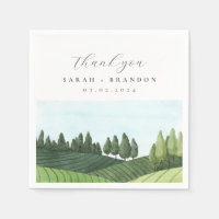 Blue Sky met Green Field bruiloft servetten