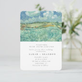 Blue Sky met Green field bruiloft uitnodiging (Staand voorkant)