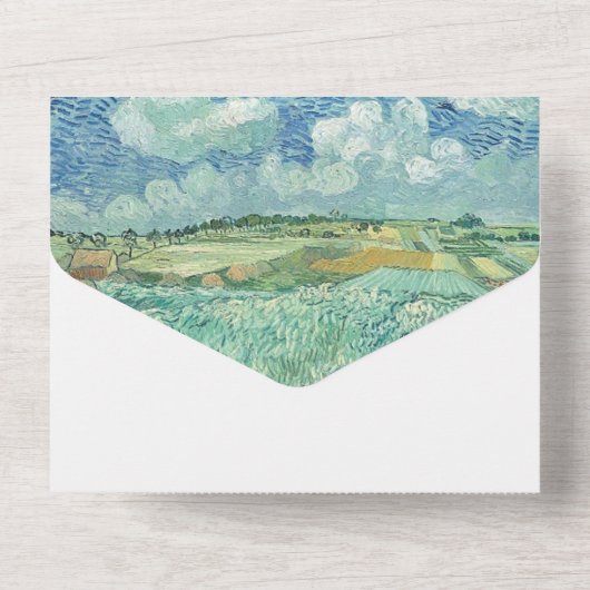 Blue Sky met Green field bruiloft uitnodiging (Achterkant)