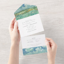 Blue Sky met Green field bruiloft uitnodiging