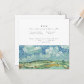 Blue Sky met Green Field trouwkaart RVSP Kaart (Voorkant / Achterkant in situ)