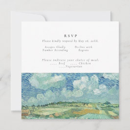 Blue Sky met Green Field trouwkaart RVSP Kaart