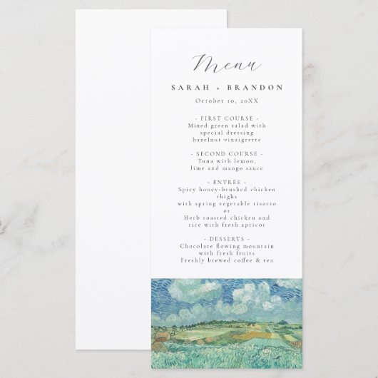 Blue Sky met Green Field Wedding Menu (Voorkant / Achterkant)