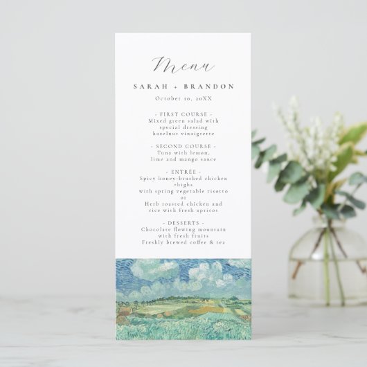 Blue Sky met Green Field Wedding Menu (Staand voorkant)