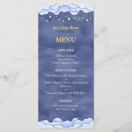 Blue Sky met hangende sterren Baby shower Flat Men Menu