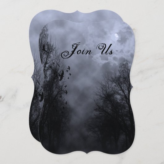 Blue Sky met Ravens Aangepaste Halloween Uitnodigi Kaart (Voorkant / Achterkant)