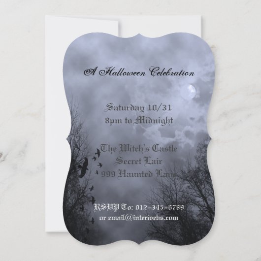 Blue Sky met Ravens Aangepaste Halloween Uitnodigi Kaart (Achterkant)
