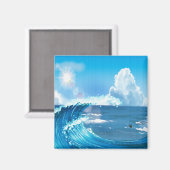 Blue Sky met Sun Rays Japanse Golve Art Magneet (Voorkant / Achterkant)