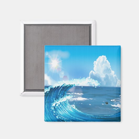Blue Sky met Sun Rays Japanse Golve Art Magneet (Voorkant / Achterkant)