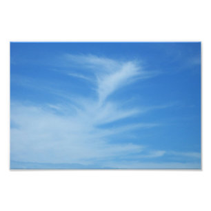 Blue Sky met White Clouds Abstracte Natuur Foto Afdruk