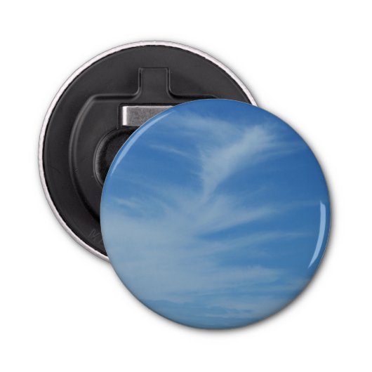 Blue Sky met White Clouds Abstracte Natuur Foto Button Flesopener (Voorkant)