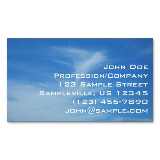 Blue Sky met White Clouds Abstracte Natuur Foto Magnetisch Visitekaartje (Voorkant)
