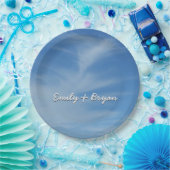 Blue Sky met White Clouds Abstracte Natuur Foto Papieren Bordje (Feest)