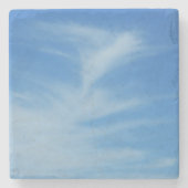 Blue Sky met White Clouds Abstracte Natuur Foto Stenen Onderzetter (Voorkant)