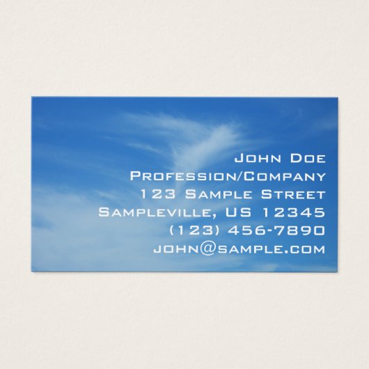 Blue Sky met White Clouds Abstracte Natuur Foto Visitekaartje (Voorkant)
