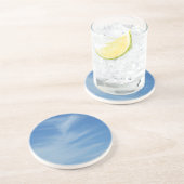 Blue Sky met White Clouds Abstracte Natuur Foto Zandsteen Onderzetter (Zijkant)