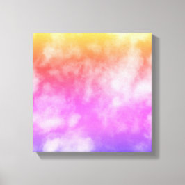 Blue Sky met wolken in Paarse Oranje gele foto Canvas Afdruk