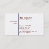Blue Sky Metal Lijst Contractor Visitekaartje WH-M (Achterkant)