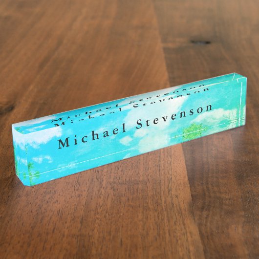 Blue Sky Modern Design Unique Personal Naambordje (Zijkant)
