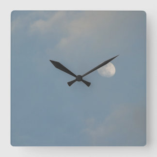 Blue Sky Moon Wall Clock Vierkante Klok