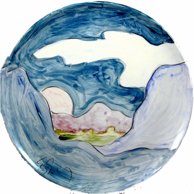 Blue Sky Morning Mist Staand Fotobeeldje (Voorkant)