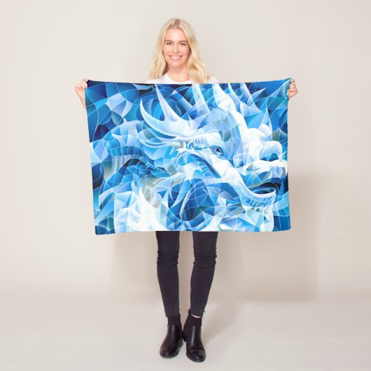 Blue Sky Mosaic Dragon Fleece Deken (In situ)