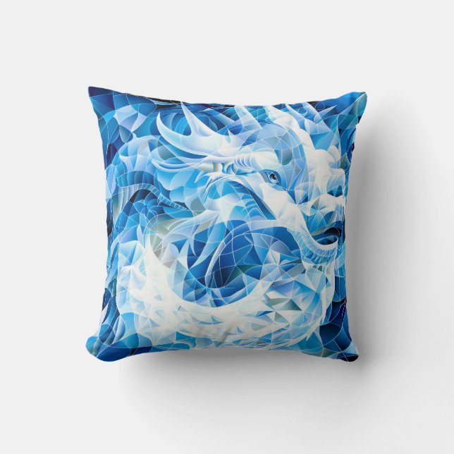 Blue Sky Mosaic Dragon Kussen (Voorkant)