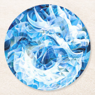 Blue Sky Mosaic Dragon Ronde Kartonnen Onderzetter
