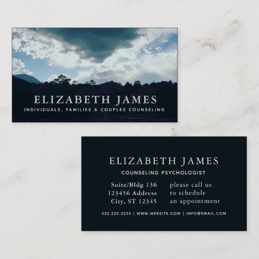 Blue Sky Mountain Silhouette Mental Health Visitekaartje (Voorkant / Achterkant)