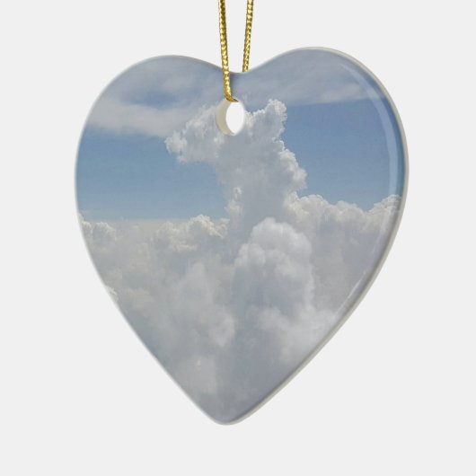 Blue Sky Natuur White Puffy Cloud Formations Keramisch Ornament (Links)