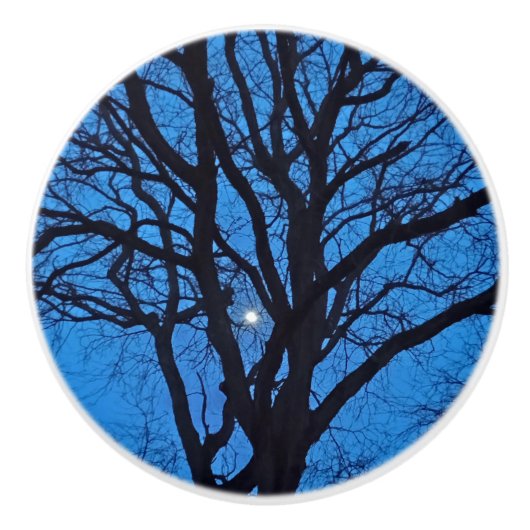 Blue Sky Night Tree  Keramische Knop (Voorkant)