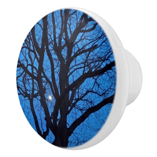 Blue Sky Night Tree  Keramische Knop (Rechts)