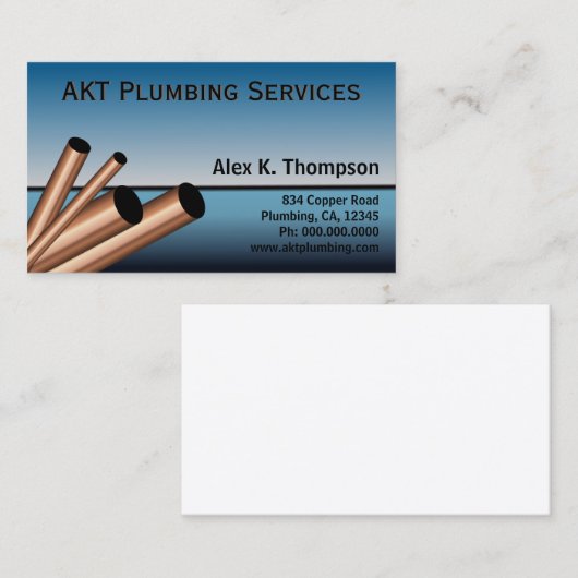 Blue Sky Ocean Koperen stalen buizen Loodgieter Lo Visitekaartje (Voorkant / Achterkant)