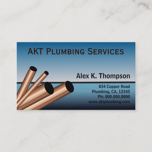 Blue Sky Ocean Koperen stalen buizen Loodgieter Lo Visitekaartje (Voorkant)