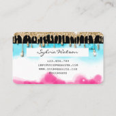 Blue Sky Ocean Waterverf Credit Kaart gouddruppels Visitekaartje (Achterkant)