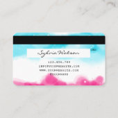 Blue Sky Ocean Waterverf Credit Kaart zomerstrand Visitekaartje (Achterkant)