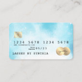 Blue Sky Ocean Waterverf Credit Kaart zomerstrand Visitekaartje (Voorkant)