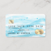 Blue Sky Ocean Waterverf Credit Kaart zomerstrand Visitekaartje (Voorkant)