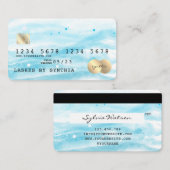 Blue Sky Ocean Waterverf Credit Kaart zomerstrand Visitekaartje (Voorkant / Achterkant)