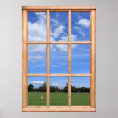 Blue Sky over het Park Uitzicht - Faux-venster Poster (Voorkant)