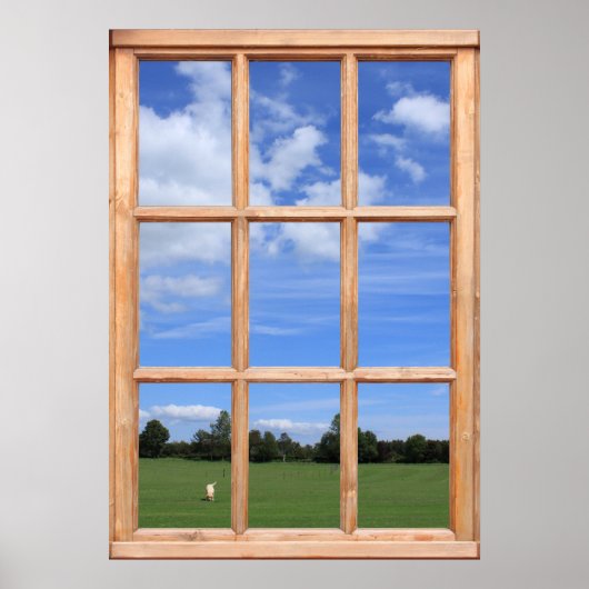 Blue Sky over het Park Uitzicht - Faux-venster Poster (Voorkant)