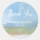 Blue Sky Painted Landscape Weddenschap Hartelijk d Ronde Sticker (Voorkant)
