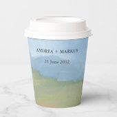 Blue Sky Painted Landscape Wedding Papieren Bekers (Voorkant)