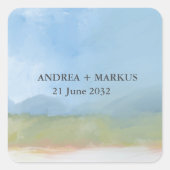 Blue Sky Painted Landscape Wedding Vierkante Sticker (Voorkant)