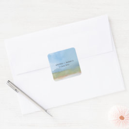 Blue Sky Painted Landscape Wedding Vierkante Sticker