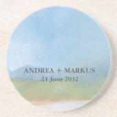 Blue Sky Painted Landscape Wedding Zandsteen Onderzetter (Voorkant)