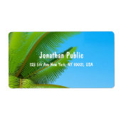 Blue Sky Palms Elegante Handgeschreven Sjabloon Mo Etiket (Voorkant)